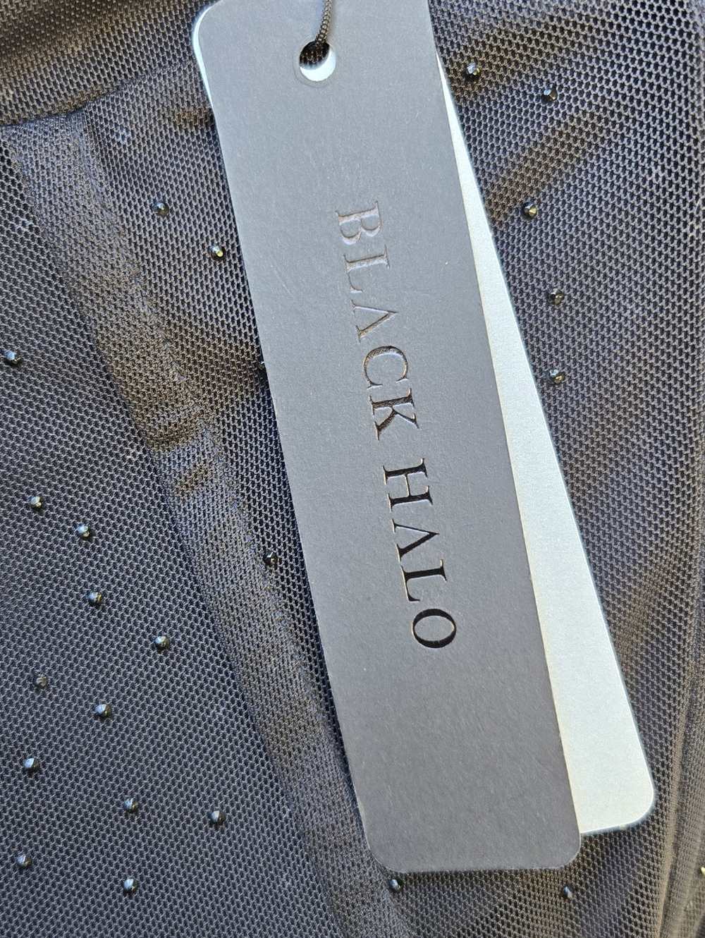 Black Halo Lexington Long Sleeve Mesh Evening Gown - Picture 14 of 16